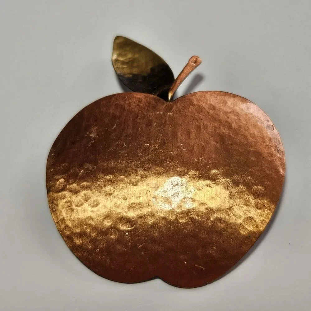 Vintage Hammered Copper and Brass Apple Brooch
